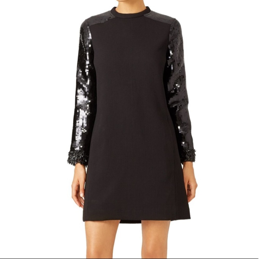Jill Stuart Shimmer Long Sleeve Black Sequin Polly Winter Dress